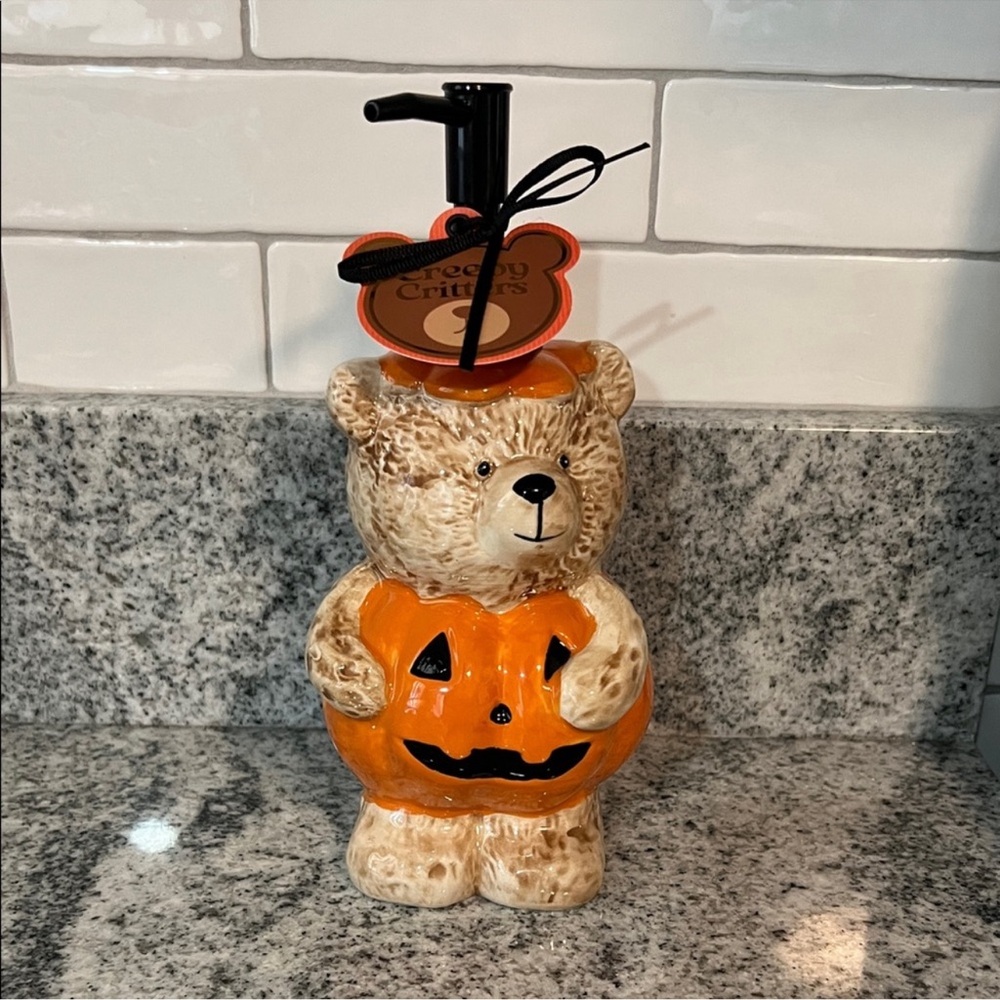 Pumpkin Bear Soap Dispenser - Orange and Brown